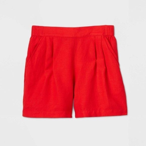 Women's Mid-Rise Linen Pull-on Shorts - a New Day L - Picture 1 of 8